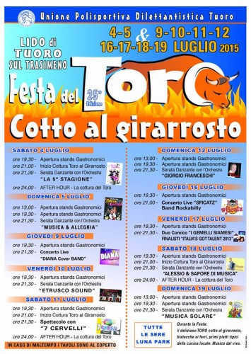Locandina della Festa del Toro Cotto al Girarrosto a Tuoro, edizione 2015